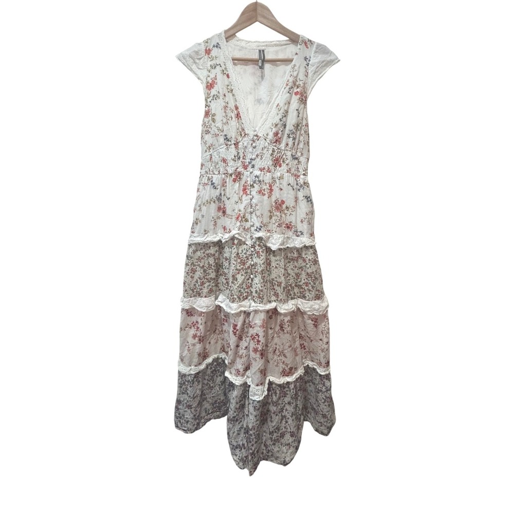 Anthropologie Peregrine Tiered Deco Midi Dress Medium Floral Boho Cottagecore - Picture 5 of 9